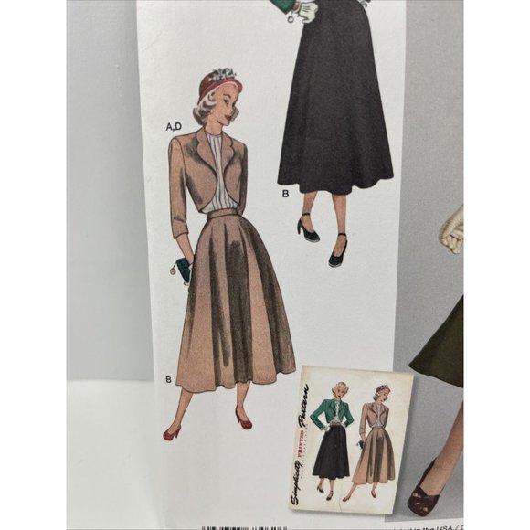 Simplicity Pattern 8462 U5 Size 16 - 24 Vintage 1940s Skirt Jacket Top UNCUT - Picture 6 of 10